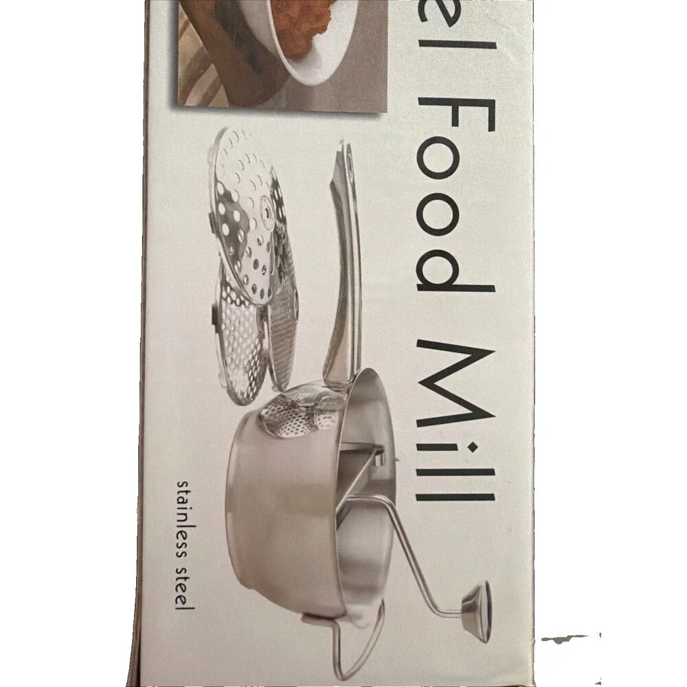 Food Mill  Stainless Steel Food Mill 1.26-Quart with Hand Crank and 3 Grindi New